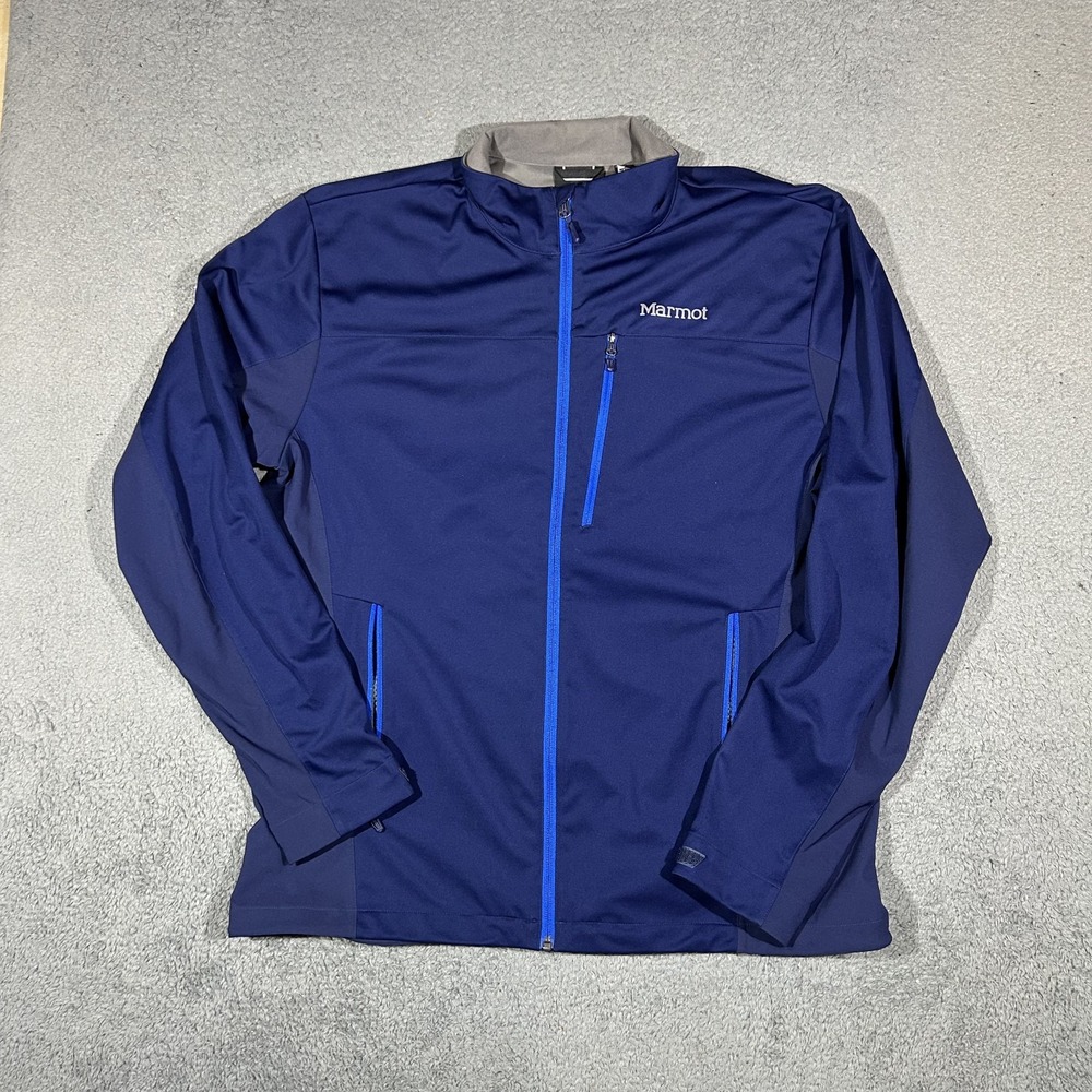 Marmot Jacket Mens XL Blue Softshell Windbreaker Gore Windstopper Full Zip Coat